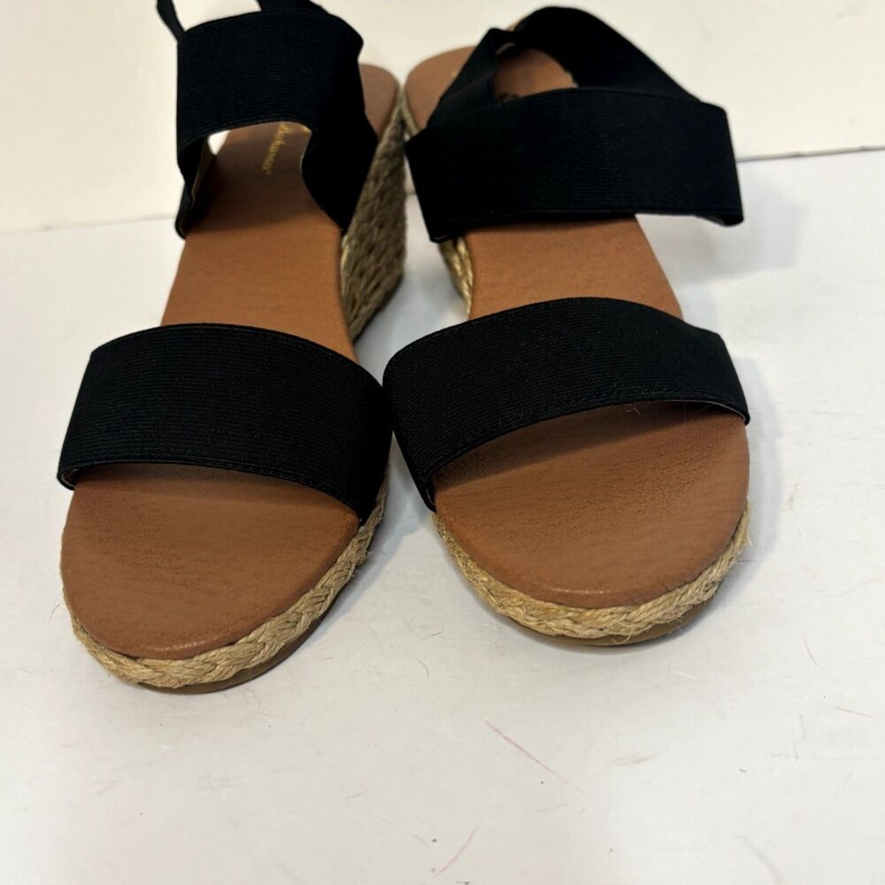 Tommy Bahama Espadrille Wedge Sandals Black Elastic Strap Womens 9.5M - Picture 6 of 8
